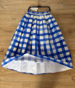 Falda Zara cuadros azul y blanco