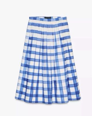 Falda Zara cuadros azul y blanco