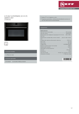 Microondas compacto Neff C17UR02G0