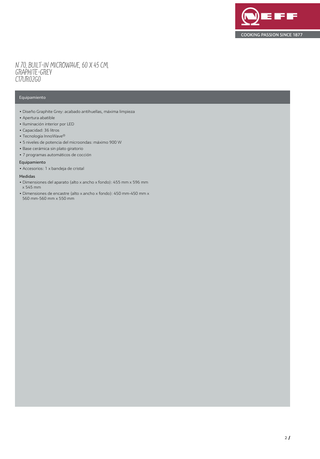 Microondas compacto Neff C17UR02G0