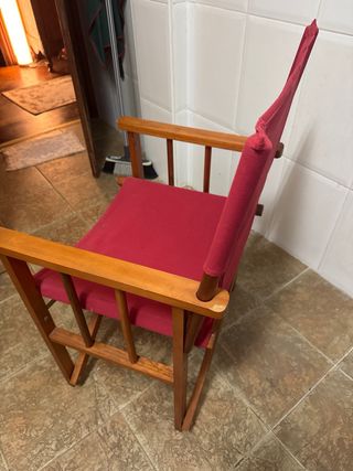 Silla plegable madera y tela roja