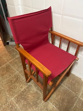Silla plegable madera y tela roja