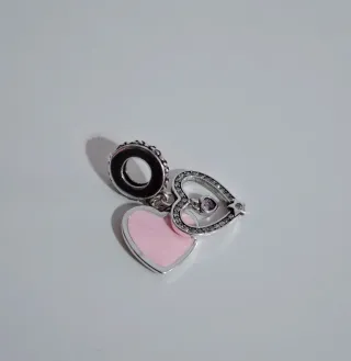 Charm Corazón Rosa y Plata