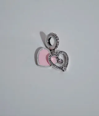 Charm Corazón Rosa y Plata