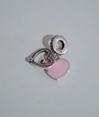 Charm Corazón Rosa y Plata