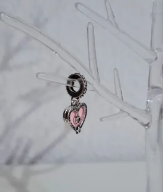 Charm Corazón Rosa y Plata