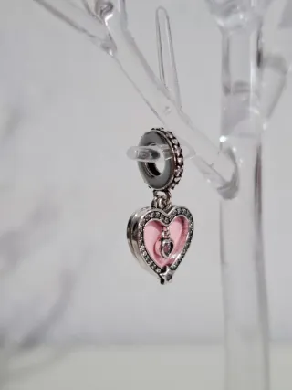 Charm Corazón Rosa y Plata