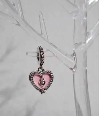 Charm Corazón Rosa y Plata