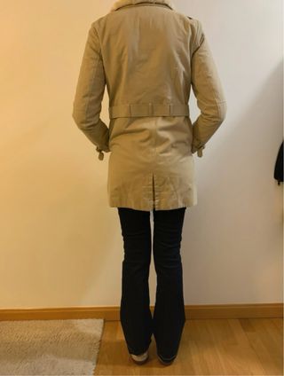 Abrigo beige forrado mujer Pull&Bear