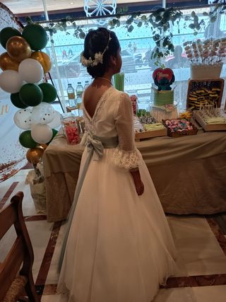 Traje de Comunión Blanco y Verde