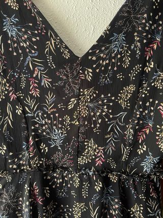 Vestido gasa estampado floral negro