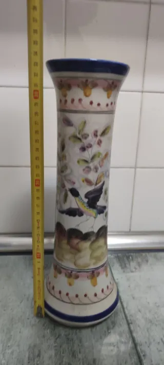 Jarrón  vintage multicolor pintado a mano