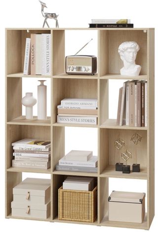 Estantería separadora 12 huecos color miel.