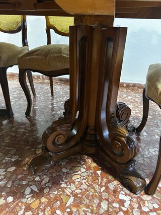 Mesa extensible madera y 6 sillas