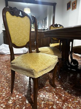 Mesa extensible madera y 6 sillas