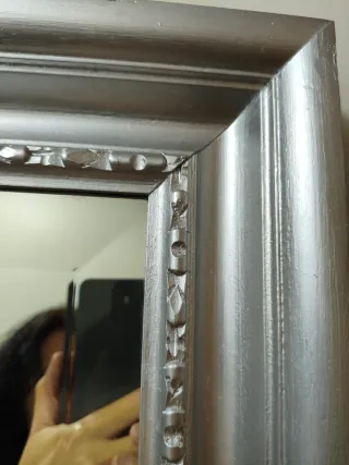 Espejo cuerpo entero plateado y madera