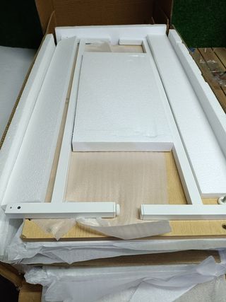 SONGMICS Armario de Almacenamiento, Aparador de Metal, Doble Puerta Magnética, Estante Ajustable, Marco de Acero, 40 x 80 x 76 cm, Beige Natural y Blanco LSC102W57