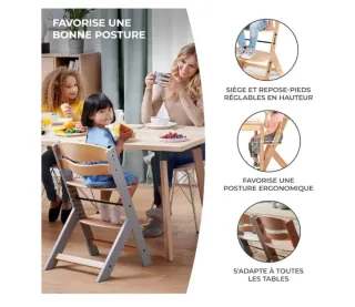 Kinderkraft Trona Bebé de Madera ENOCK, con Cojine