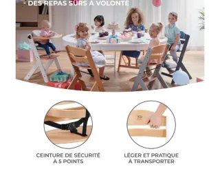 Kinderkraft Trona Bebé de Madera ENOCK, con Cojine