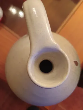 Jarrón portavelas pequeño de cerámica decorado