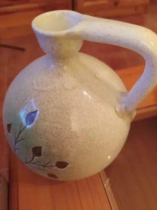 Jarrón portavelas pequeño de cerámica decorado