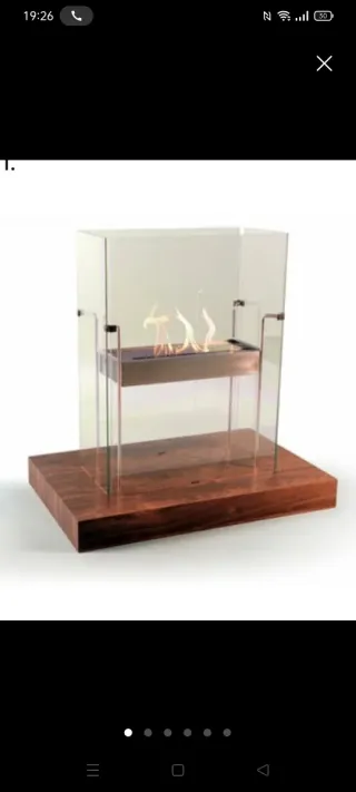 Estufa de bioetanol cristal y metal