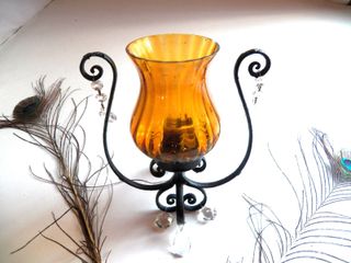 Aplique Pared Vintage Cristal Naranja Hierro