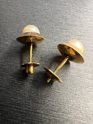 Pendientes Antiguos en  Oro 18K y Perlas