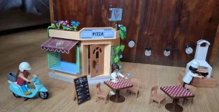 Pizzería Playmobil con horno y figuras