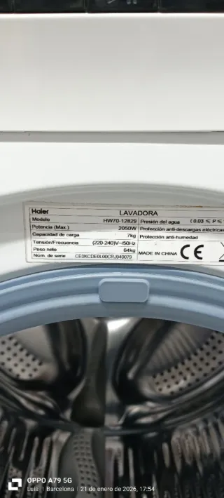 LAVADORA CARGA FRONTAL HAIER 7 KG A+++