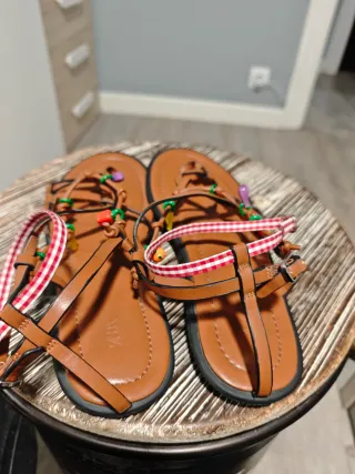 Sandalias Zara Virales Marrones Multicolor