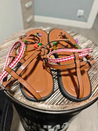 Sandalias Zara Virales Marrones Multicolor
