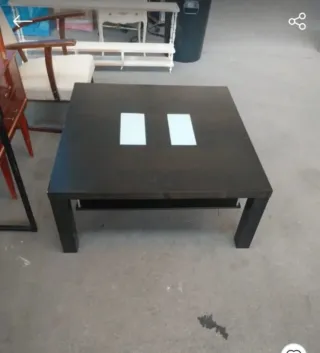 Mesa de centro baja diseño madera y cristal