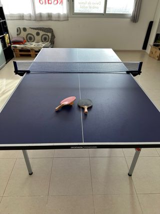 Mesa de ping pong con palas