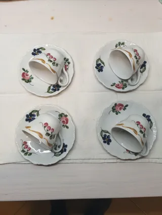 Conjunto 4 Tazas Café Bavaría. Porcelana Vintage