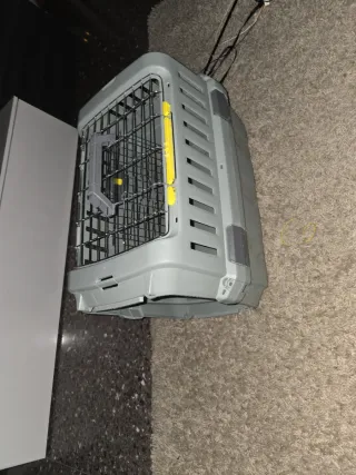 Transportín para gatos gris y amarillo