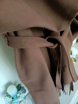 Cappotto donna marrone con frange