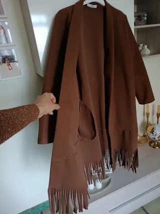 Cappotto donna marrone con frange