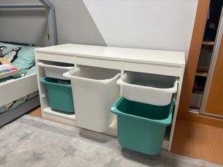 Mueble Almacenaje Ikea Blanco y Turquesa