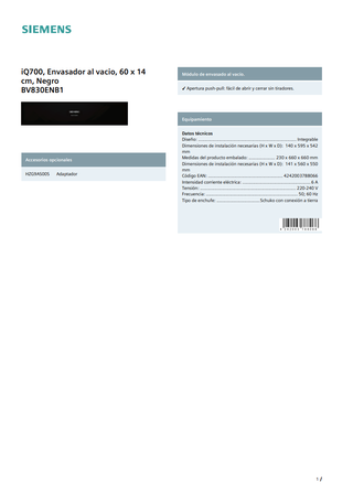 Envasador al vacio SIEMENS ES BV830ENB1