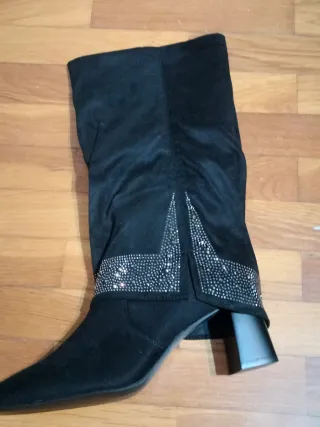 Botas tacón ancho negras talla 41