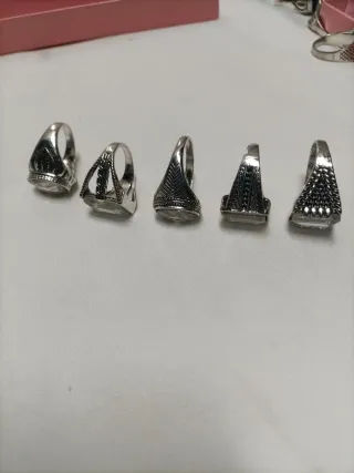 5 Anillos Acero y Cristal Strass Nuevos