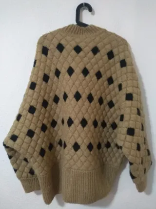 Cárdigan Zara Rombo Marrón y Negro
