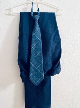 Traje Comunión Niño Gris y Azul