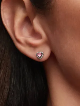 Conjunto Collar y Pendientes Corazón Rosa