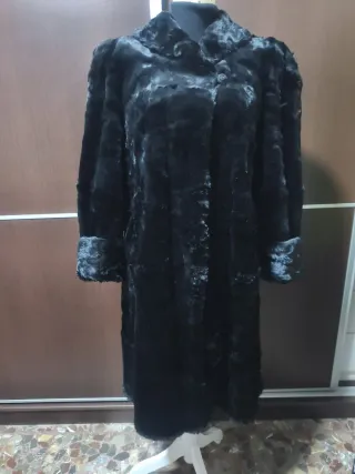 Abrigo Piel Vintage Mujer Talla L Negro