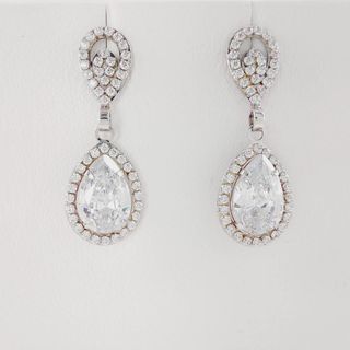 Pendientes Oro Blanco 18K Circonitas