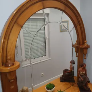 Mueble recibidor madera con espejo