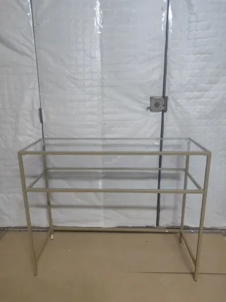 Mesa consola cristal y metal dorado