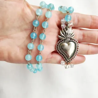 Collar Corazón Plateado Estilo Mexicano